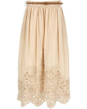 Zimmermann Linen Midi Skirt - Natural