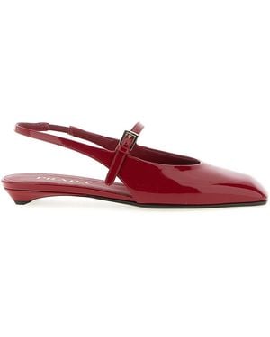 Prada Ballerinas 'Patent Leather Slingbacks' - Red