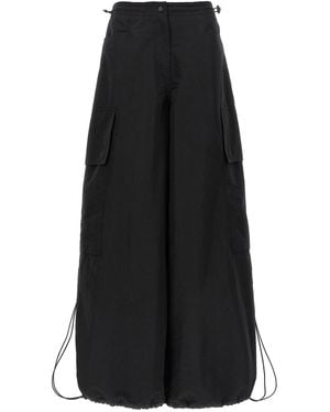 Palm Angels Wide-Leg Nylon Parachute Trousers With Adjustable Cuffs - Black