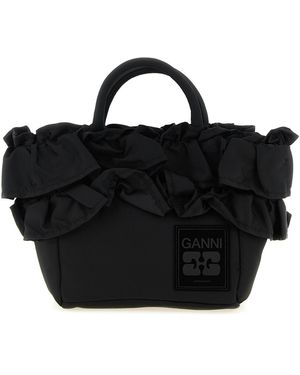 Ganni 'Mini Shopper Ruffle' Handbag - Black