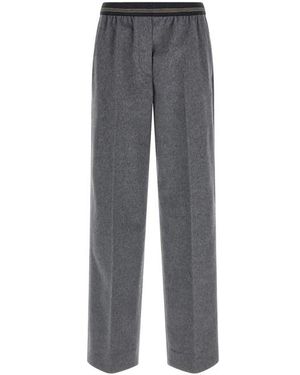 Miu Miu Pantaloni Lana Velour - Grigio