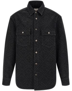 CASABLANCA 'laser Monogram Denim' Overshirt - Black