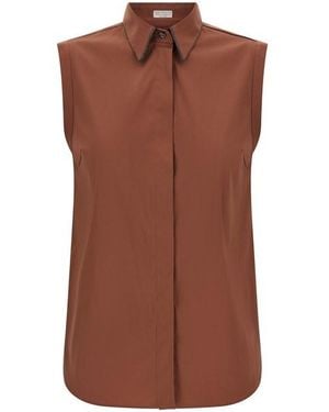 Brunello Cucinelli Camicia 'Shiny Trim' - Marrone