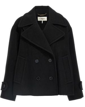 Chloé Cappotto Lana Doppiopetto - Nero