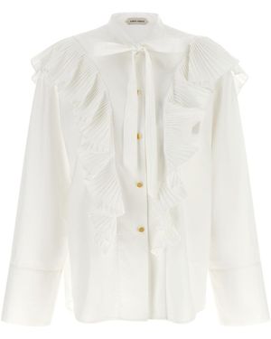 Alberta Ferretti Camicia Volant Plissettati - Bianco