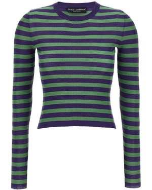 Dolce & Gabbana Gestreifter Viskosepullover - Blau