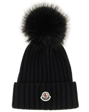 Moncler Berretto Lana Pompon - Nero