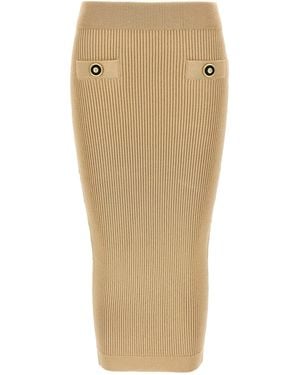 Balmain Gonna 'Ribbed Knit Midi' - Neutro