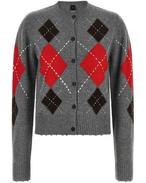Pinko Cardigan Mit Intarsien-Rautenmuster - Rot