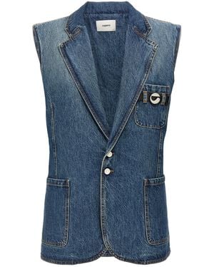 Coperni Delavé Cotton Denim Vest With Strap Detail - Blau