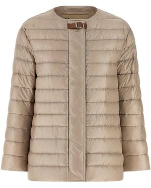 Herno Leather Strap Down Jacket - Natural