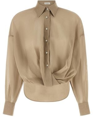 Brunello Cucinelli Taffeta Shirt - Natural