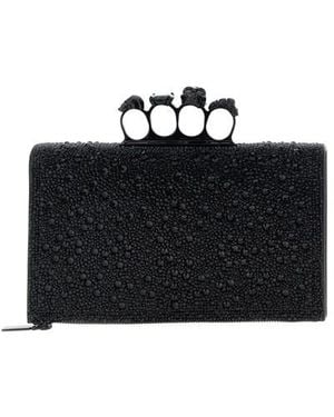 McQueen 'knuckle' Flat Clutch - Black
