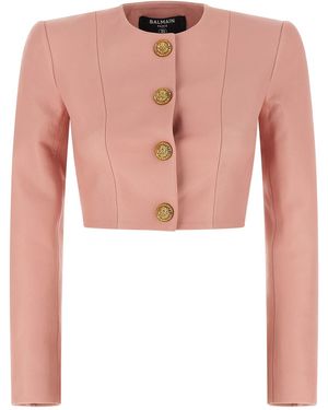 Balmain 'testa Di Leone' Bolero Blazer - Pink