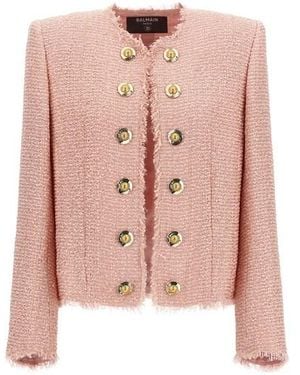 Balmain Sequin Tweed Blazer - Pink