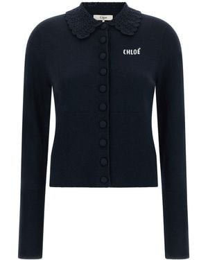 Chloé Collared Cardigan - Blue