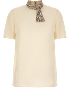Valentino Garavani Jewel Collar Top - Natural