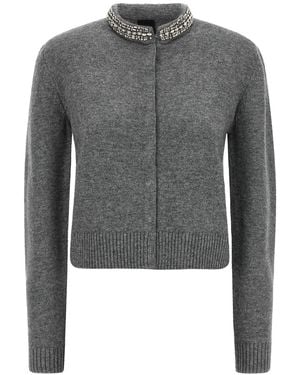 Pinko Cardigan Mit Schmuckkragen - Grau