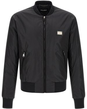 Dolce & Gabbana Logo Plaque Bomber Jacket - Black