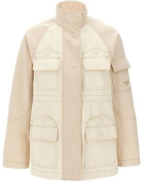 Fendi Parka denim bicolor - Neutro
