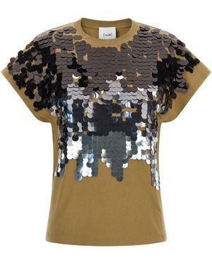 Nude T-Shirt Mit Pailletten - Mehrfarbig