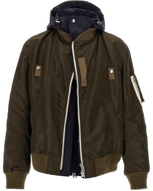 Sacai Hooded Nylon Bomber Jacket - Black