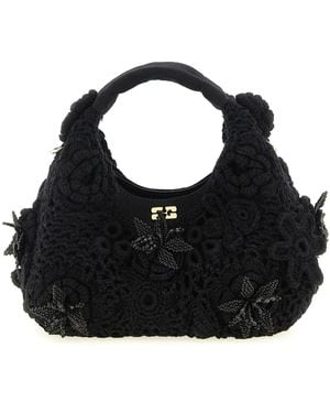Ganni 'mini Hobo Crochet' Handbag - Black