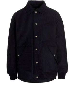 Khrisjoy 'chore Quilted Stripes' Down Jacket - Blue