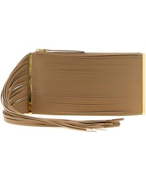 Elisabetta Franchi Fringed Clutch - Brown