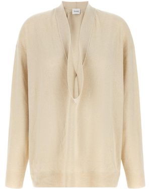 Nude Beiger Strickpullover Mit Drapé-Ausschnitt - Natur
