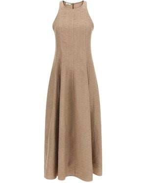Brunello Cucinelli Linen Long Dress - Natural