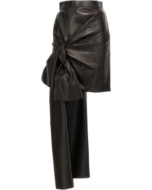 McQueen Leather Asymmetric Mini Skirt - Black