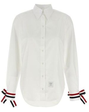 Thom Browne Camicia Polsini Nastro Rwb - Bianco