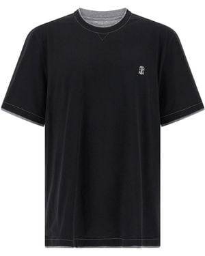 Brunello Cucinelli Double Layer T-shirt - Black