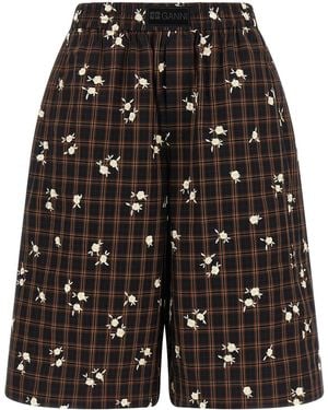 Ganni Bermuda 'Check Flower' - Nero