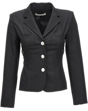 Alessandra Rich Single Breast Lace-up Blazer Jacket - Black