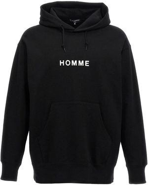 Comme Des Garçons Homme Logo Print Hoodie - Black