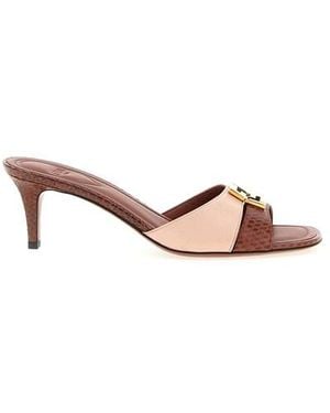 シューズ・サンダルその他 FENDI Fendi FFold burgundy/brown heel sandal Fendi Sandal heels for Women | Online Sale up to 49% off | Lyst