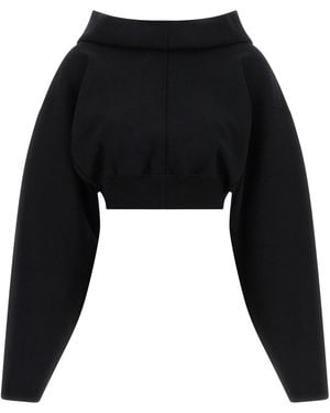 Rick Owens Felpa Con Cappuccio Cropped - Nero
