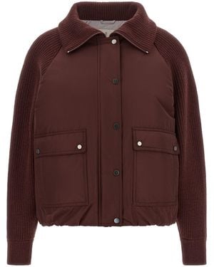 Brunello Cucinelli Daunenjacke "Shiny Zipper Pull" - Braun