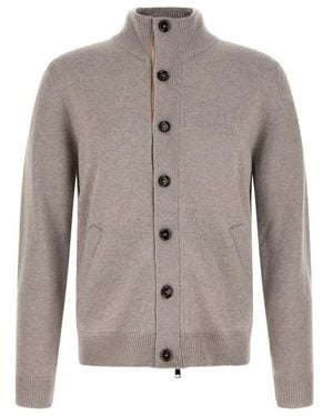 Brioni Cardigan Con Collo Listino - Grigio