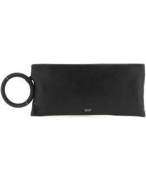 Tom Ford Leather Clutch With Ring Handle - Black