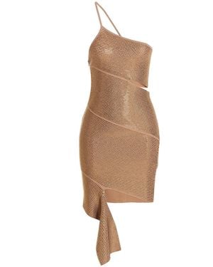 ANDREADAMO Sequin One Shoulder Dress - Natural