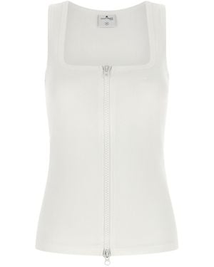Courreges Geripptes Top Mit Frontreißverschluss - Weiß