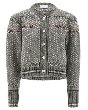 Thom Browne 'fairisle Jersey Float' Cardigan - Gray