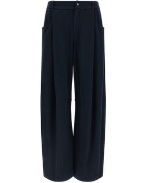 Brunello Cucinelli Cotton Silk Trousers - Blue