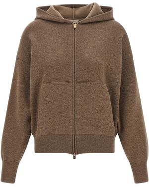 Agnona Zipped Hooded Jumper - Brown