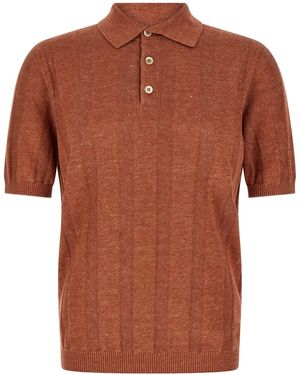 Brunello Cucinelli Wide Ribbed Polo Shirt - Brown