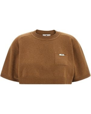 Elisabetta Franchi Wool And Cashmere Top - Brown