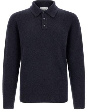 Roberto Collina Langarm-Poloshirt Mit Gebürstetem Finish - Blau